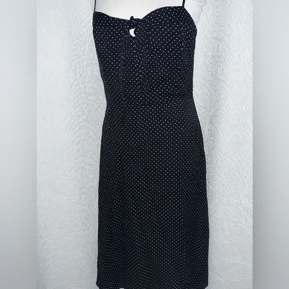 Reformation Retro Black White Polla Dot Tie Midi Dress 12 - Picture 4 of 6